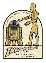 Load image into Gallery viewer, R2-D2 and C-3PO Raiders of the Lost Ark 40th Anniversary Patch