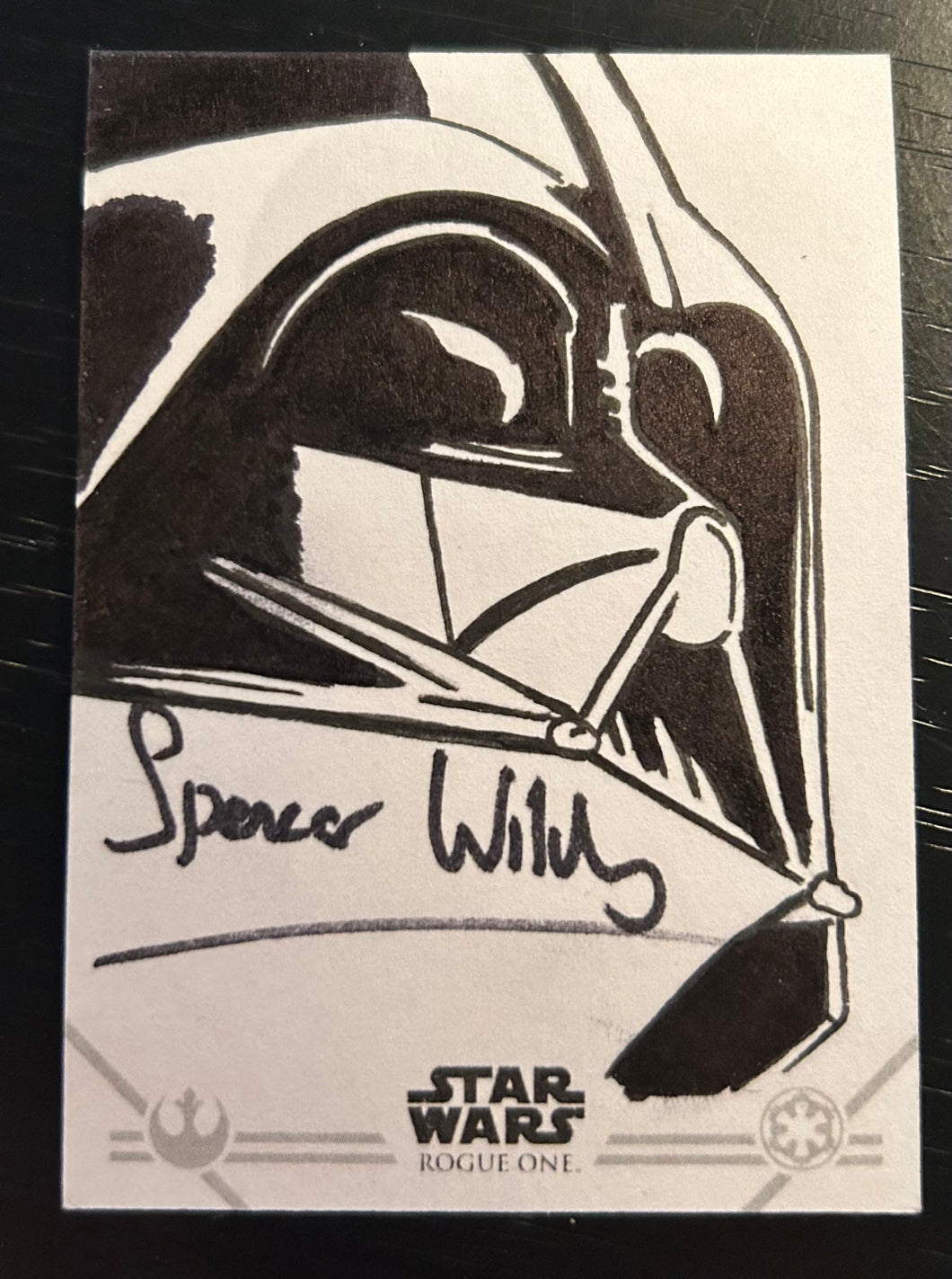 Darth Vader Sketch Card, Signed by Spencer Wilding
