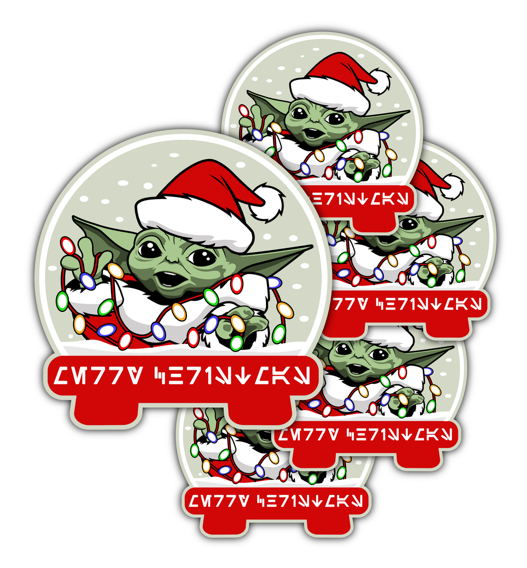 Baby Yoda Santa Sticker 5 Sticker Set